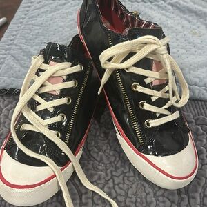 Juicy Couture Black Patent Sneakers with Zipper Accents-sz 9